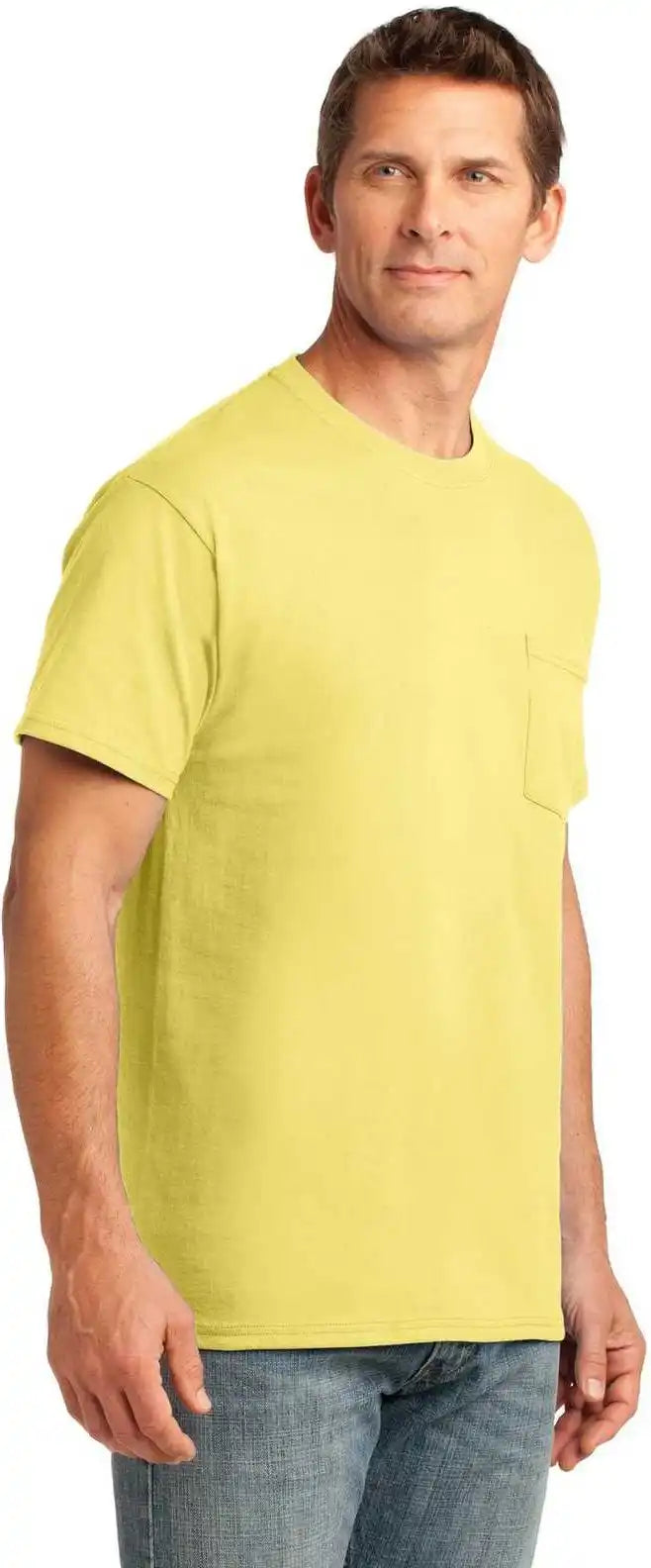 Port &amp; Company Pc54p Core Cotton Pocket Tee Yellow
