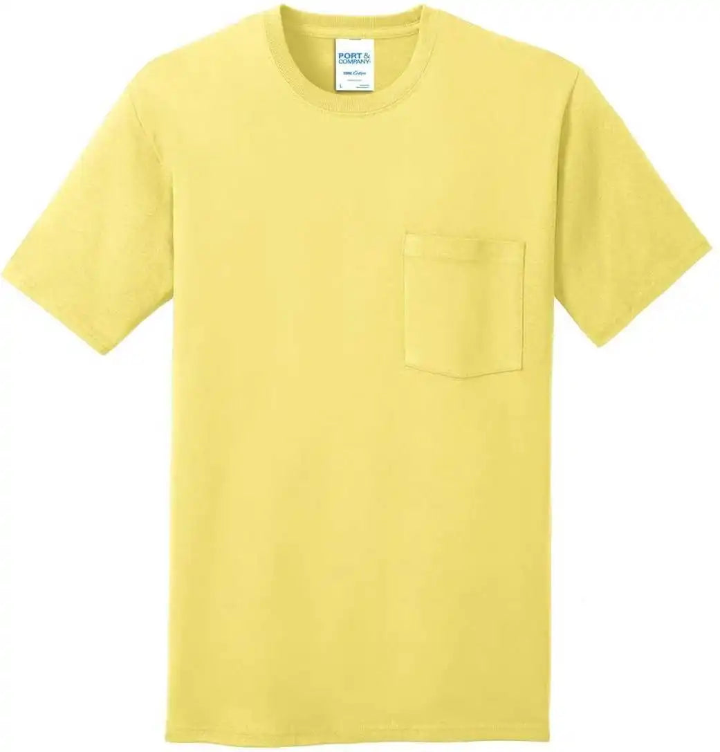 Port &amp; Company Pc54p Core Cotton Pocket Tee Yellow