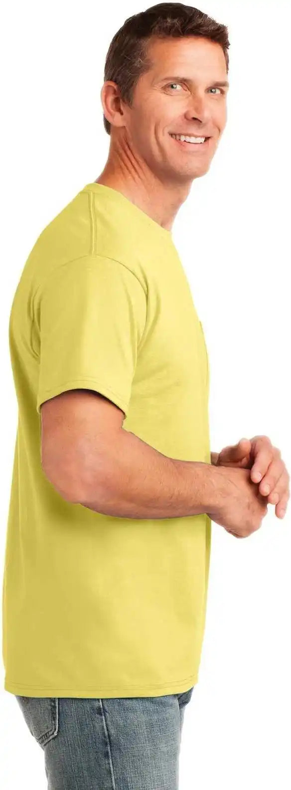 Port &amp; Company Pc54p Core Cotton Pocket Tee Yellow