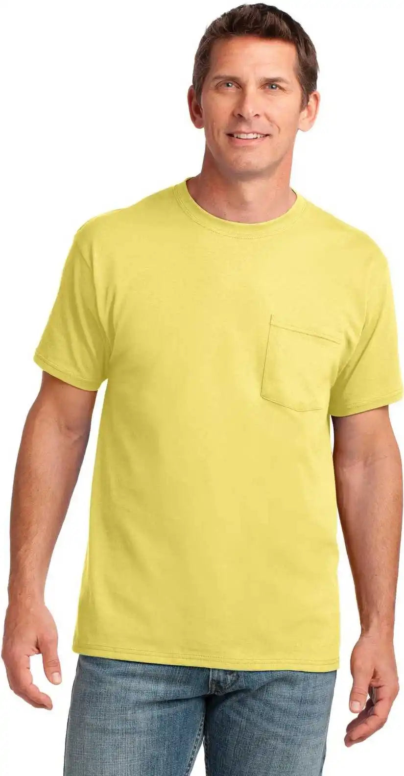 Port &amp; Company Pc54p Core Cotton Pocket Tee Yellow