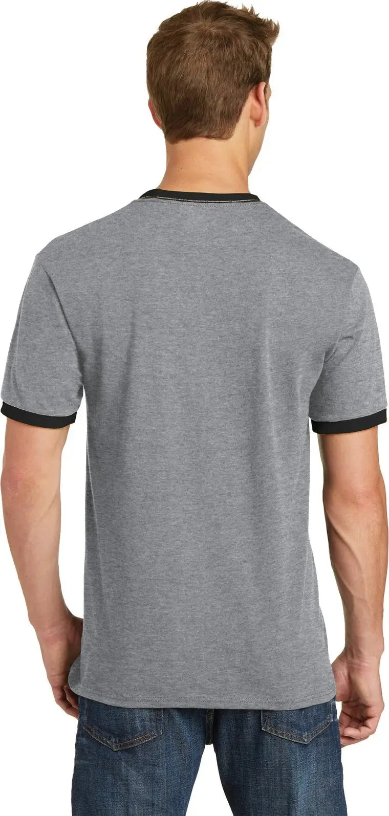 Port & Company Pc54r co Core Cotton Ringer Tee - Athletic Heather Jet Black