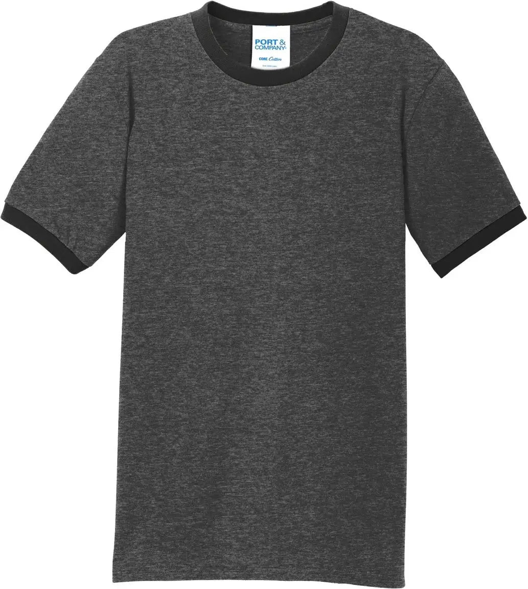 Port & Company Pc54r co Core Cotton Ringer Tee - Dark Heather Gray Jet Black
