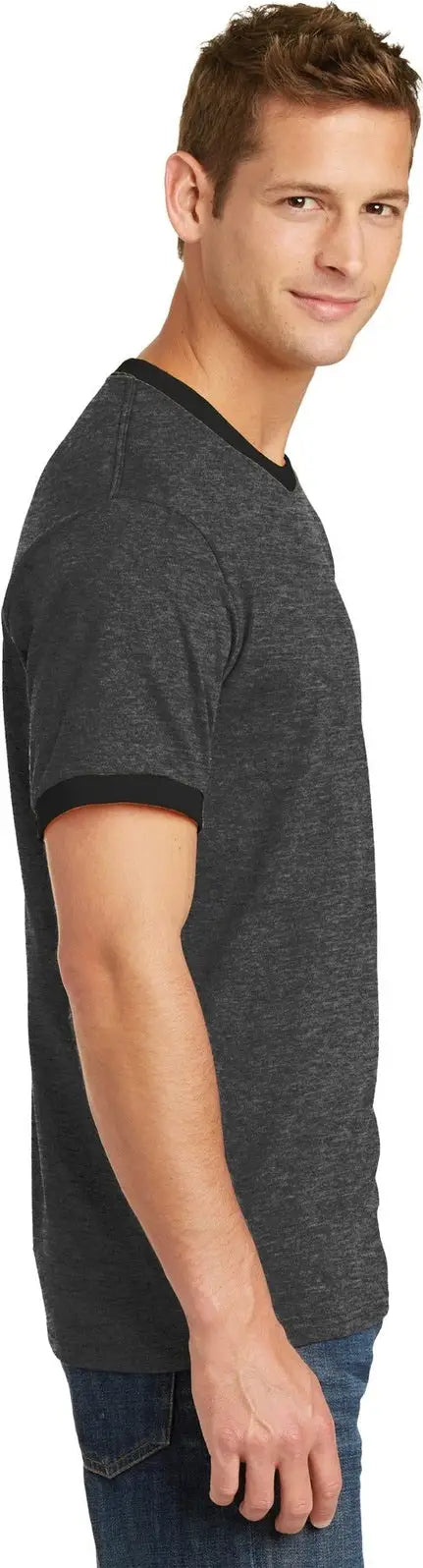 Port & Company Pc54r co Core Cotton Ringer Tee - Dark Heather Gray Jet Black