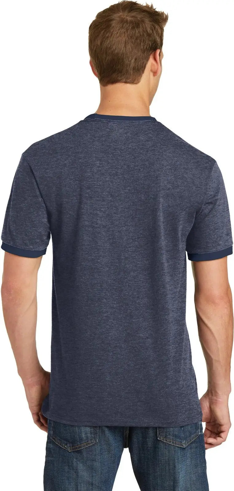 Port & Company Pc54r co Core Cotton Ringer Tee - Heather Navy