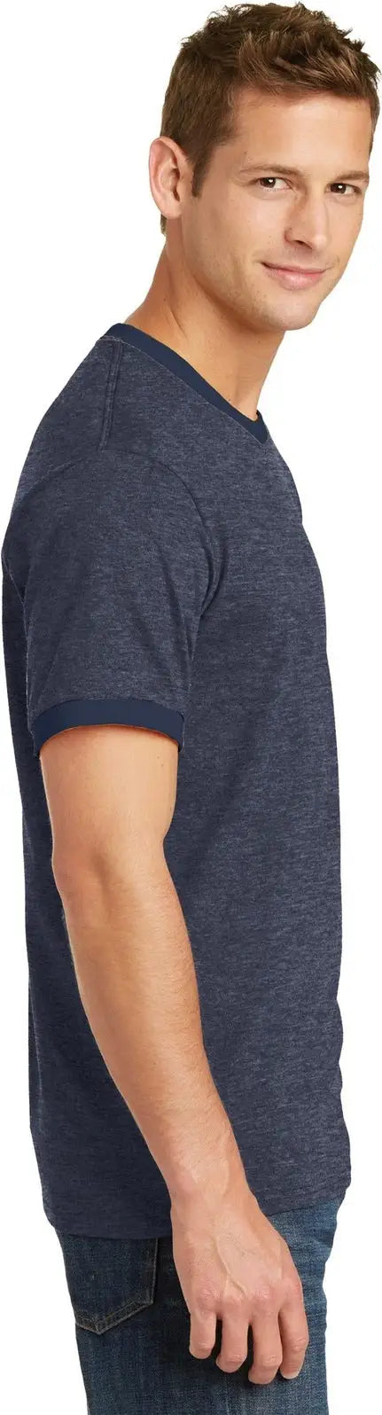 Port & Company Pc54r co Core Cotton Ringer Tee - Heather Navy