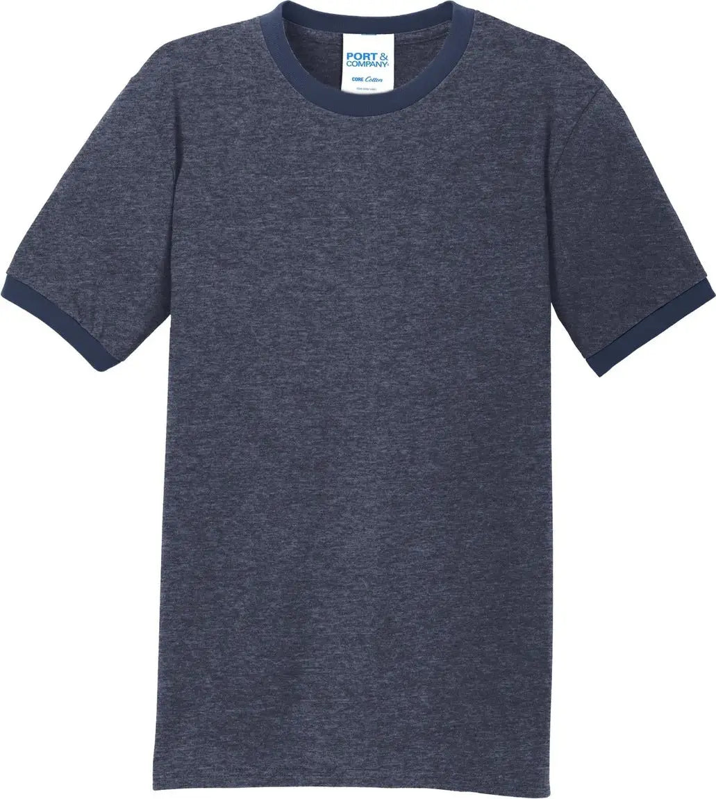 Port & Company Pc54r co Core Cotton Ringer Tee - Heather Navy