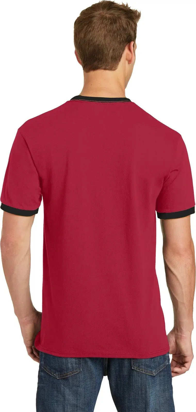 Port & Company Pc54r co Core Cotton Ringer Tee - Red Jet Black