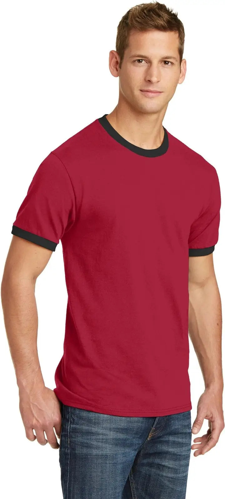 Port & Company Pc54r co Core Cotton Ringer Tee - Red Jet Black