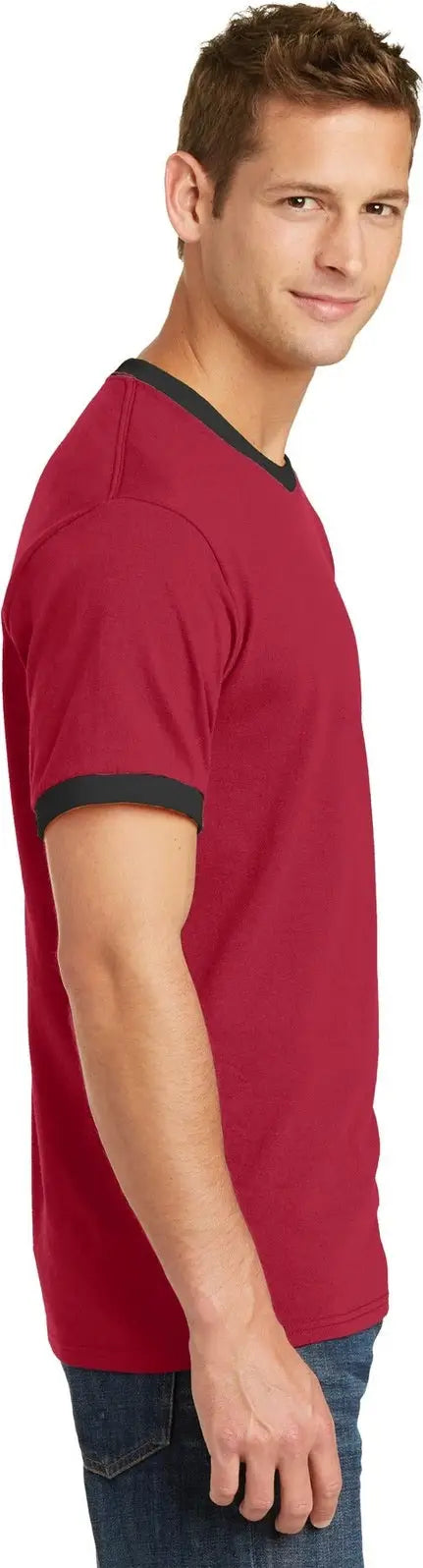 Port & Company Pc54r co Core Cotton Ringer Tee - Red Jet Black