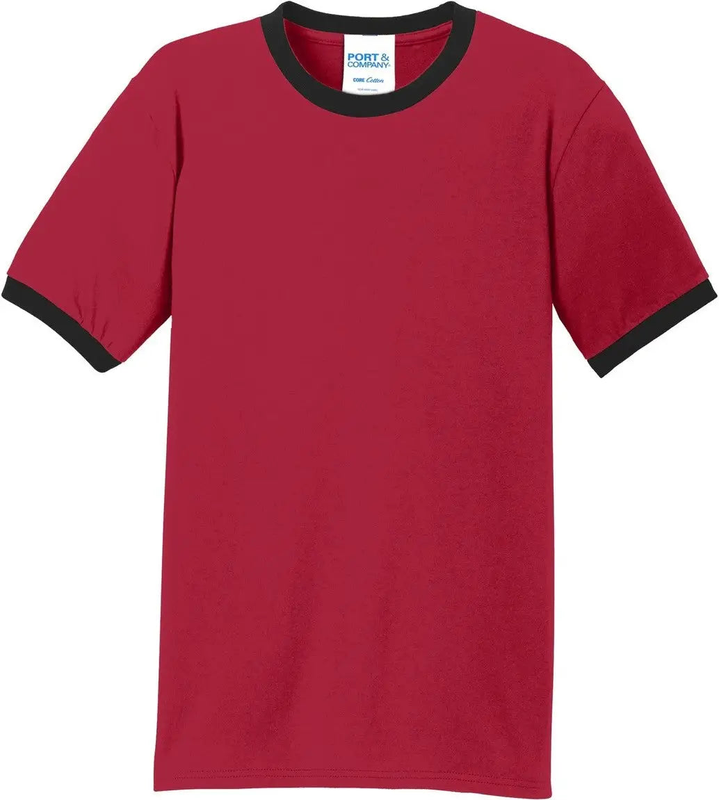 Port & Company Pc54r co Core Cotton Ringer Tee - Red Jet Black
