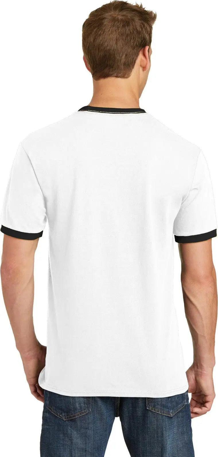 Port & Company Pc54r co Core Cotton Ringer Tee - White Jet Black