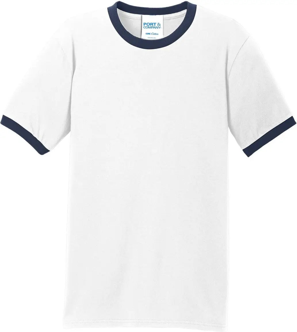 Port & Company Pc54r co Core Cotton Ringer Tee - White Navy