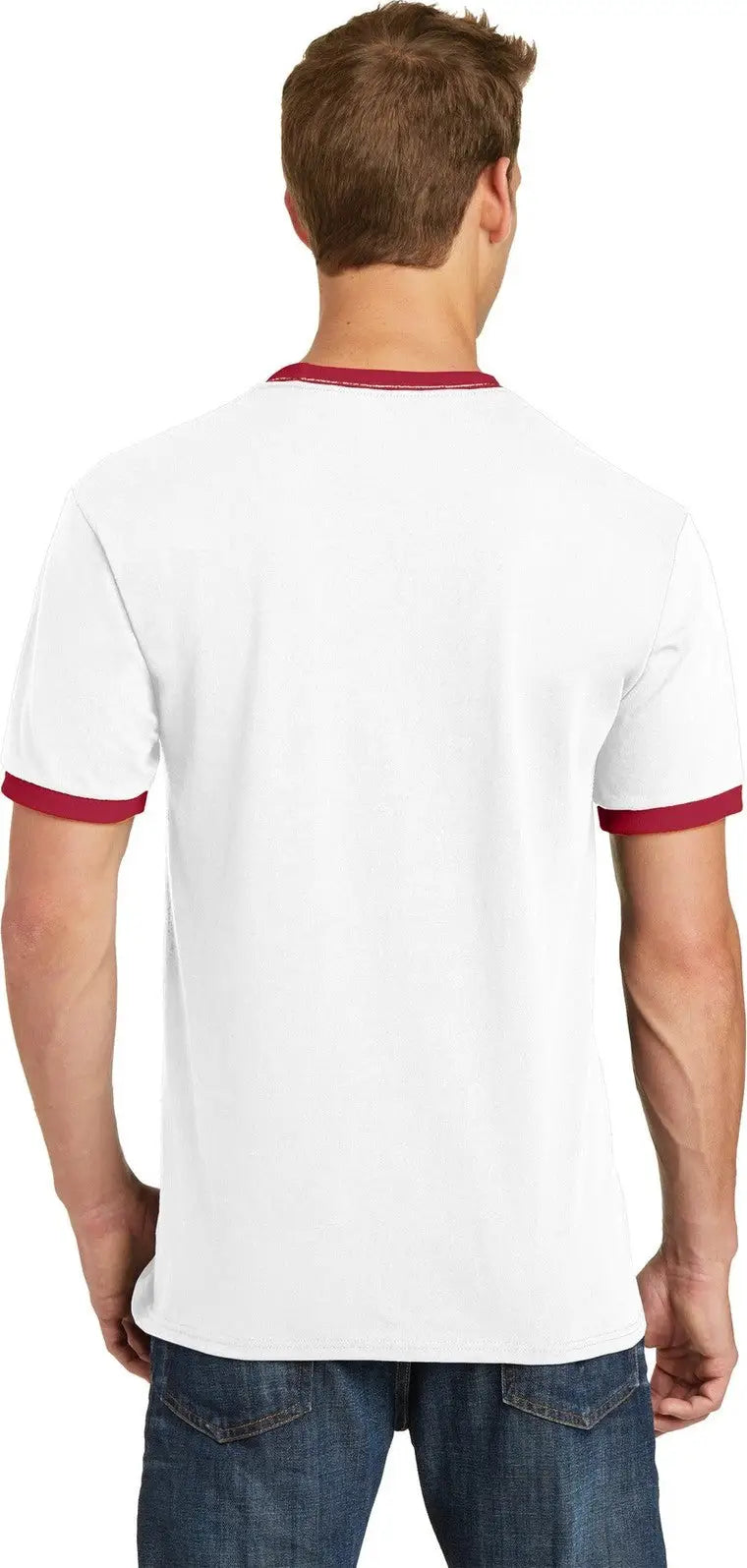 Port & Company Pc54r co Core Cotton Ringer Tee - White Red