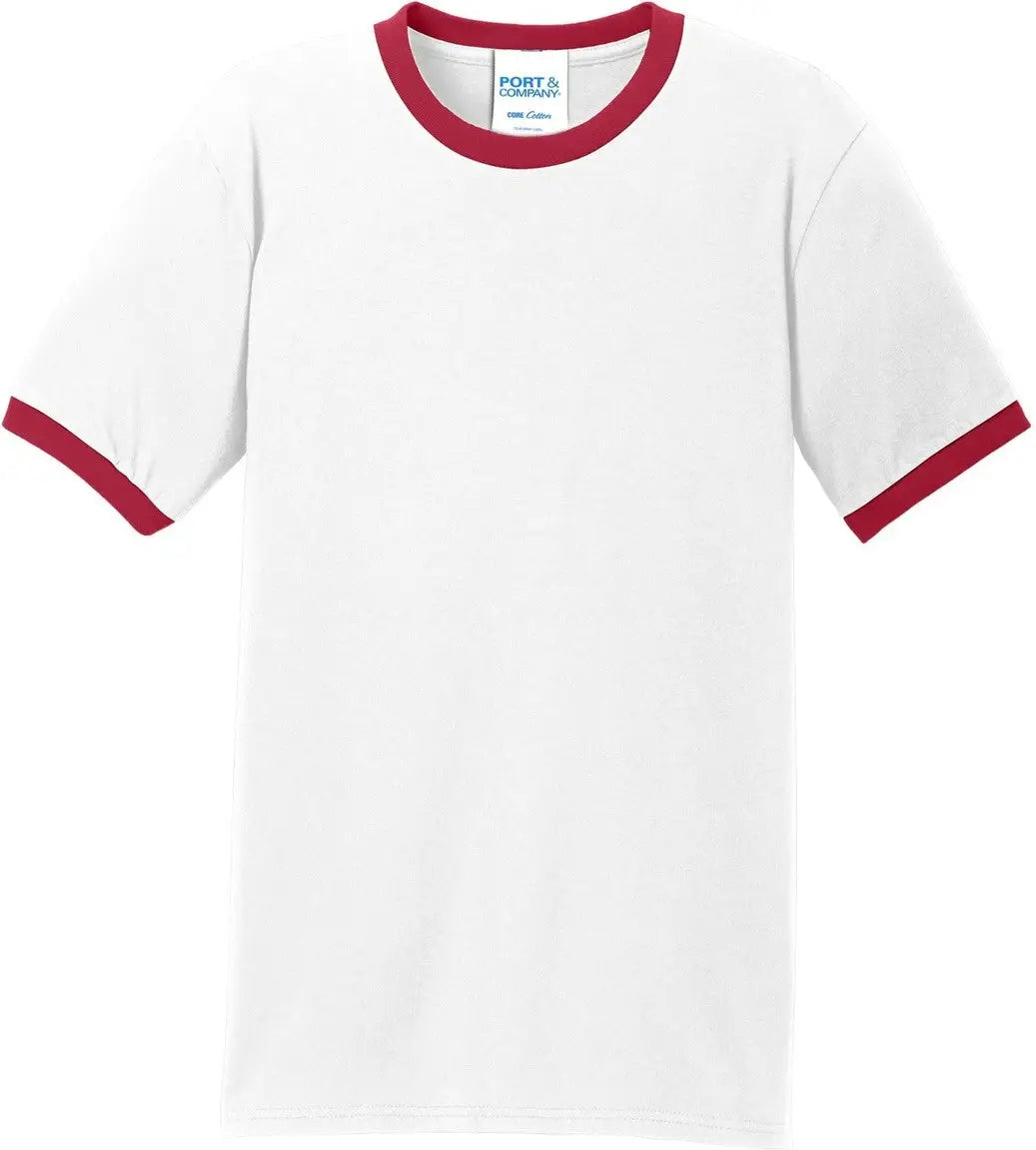 Port & Company Pc54r co Core Cotton Ringer Tee - White Red