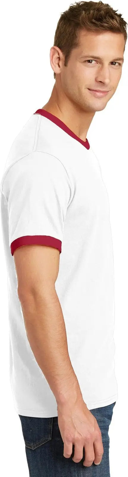 Port & Company Pc54r co Core Cotton Ringer Tee - White Red