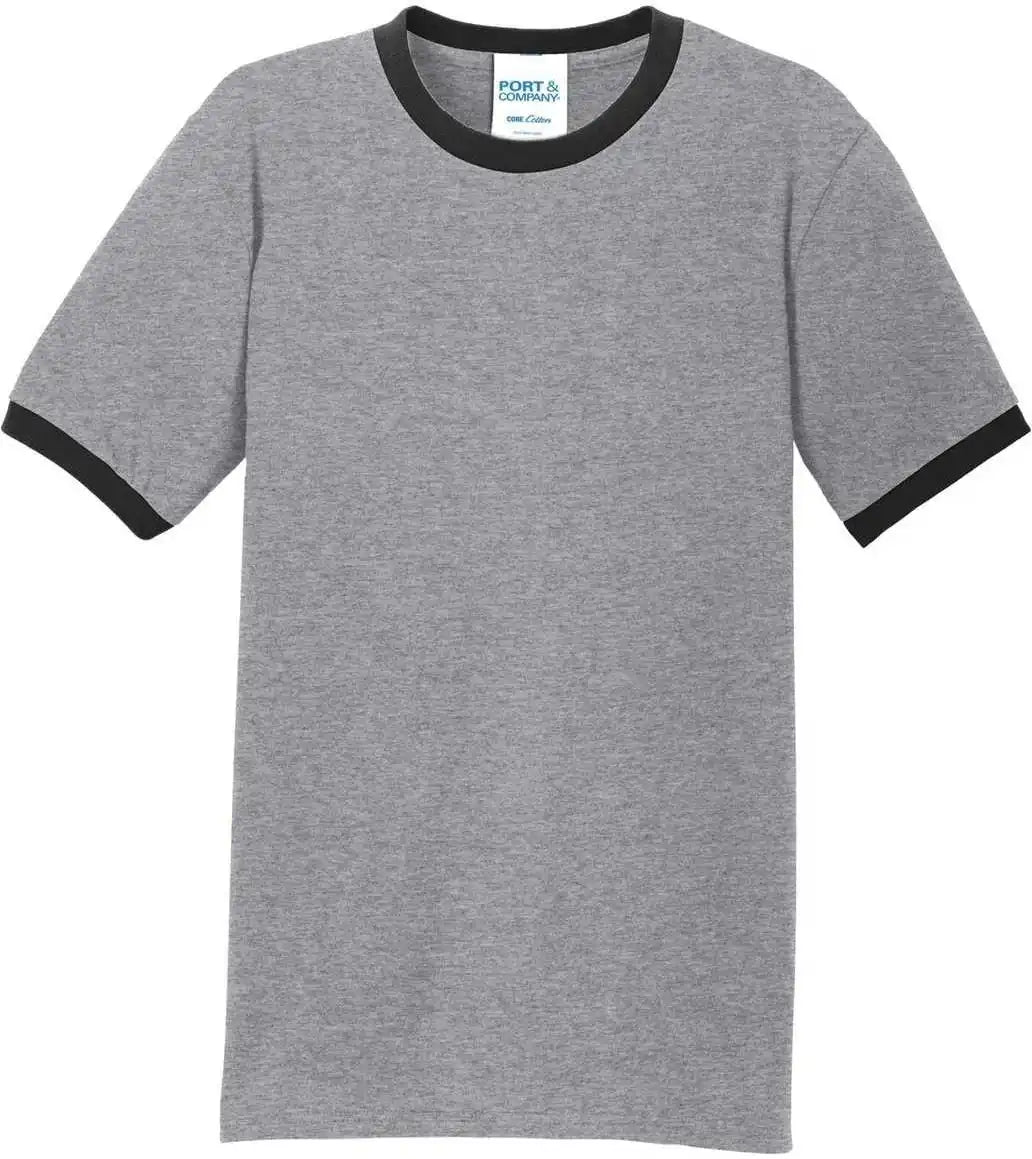 Port &amp; Company Pc54r Core Cotton Ringer Tee Athletic Heather Jet Black