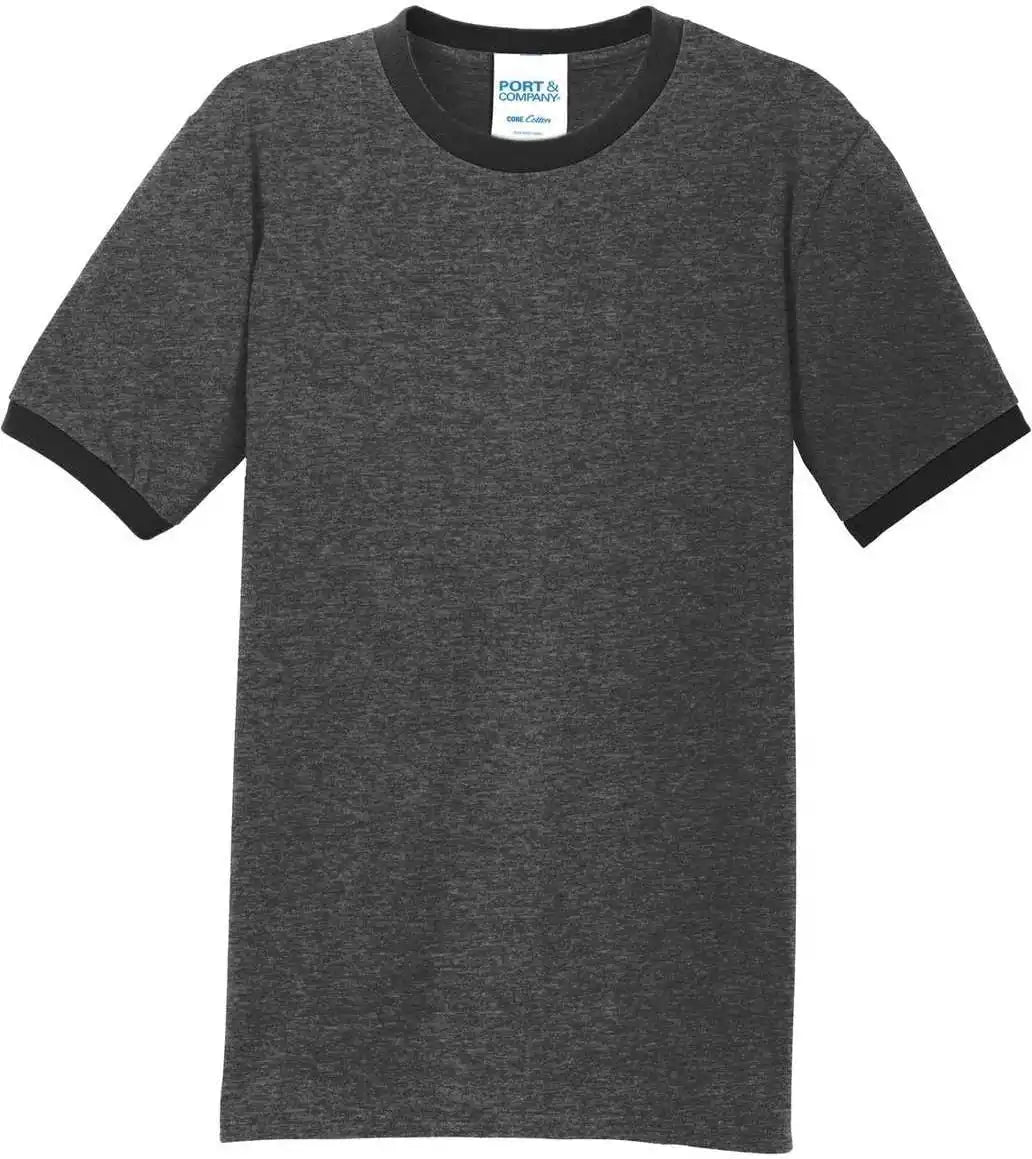 Port & Company Pc54r Core Cotton Ringer Tee Dark Heather Gray Jet Black