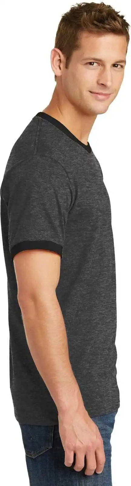 Port & Company Pc54r Core Cotton Ringer Tee Dark Heather Gray Jet Black