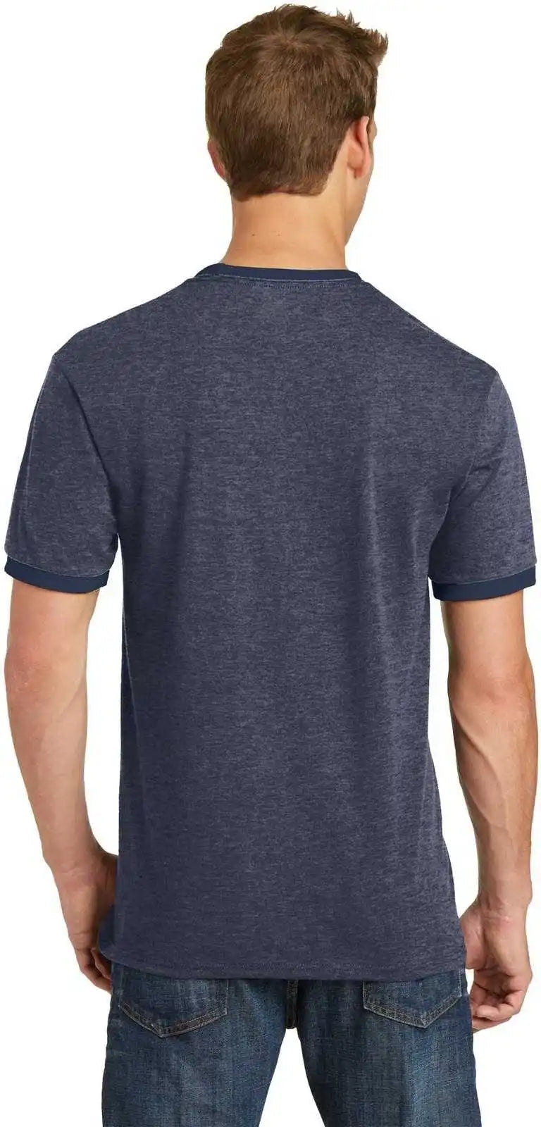 Port & Company Pc54r Core Cotton Ringer Tee - Heather Navy
