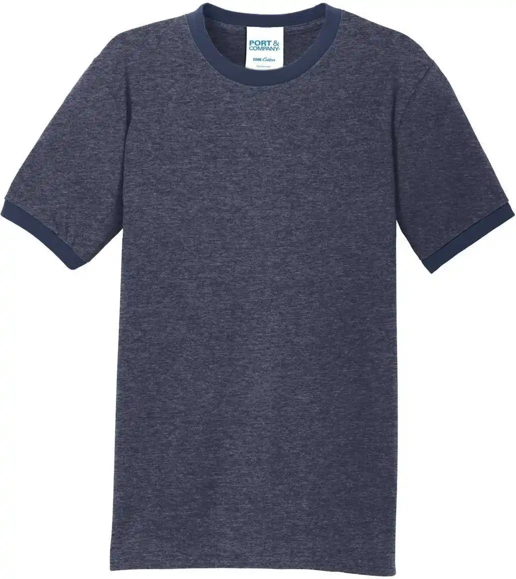 Port &amp; Company Pc54r Core Cotton Ringer Tee - Heather Navy