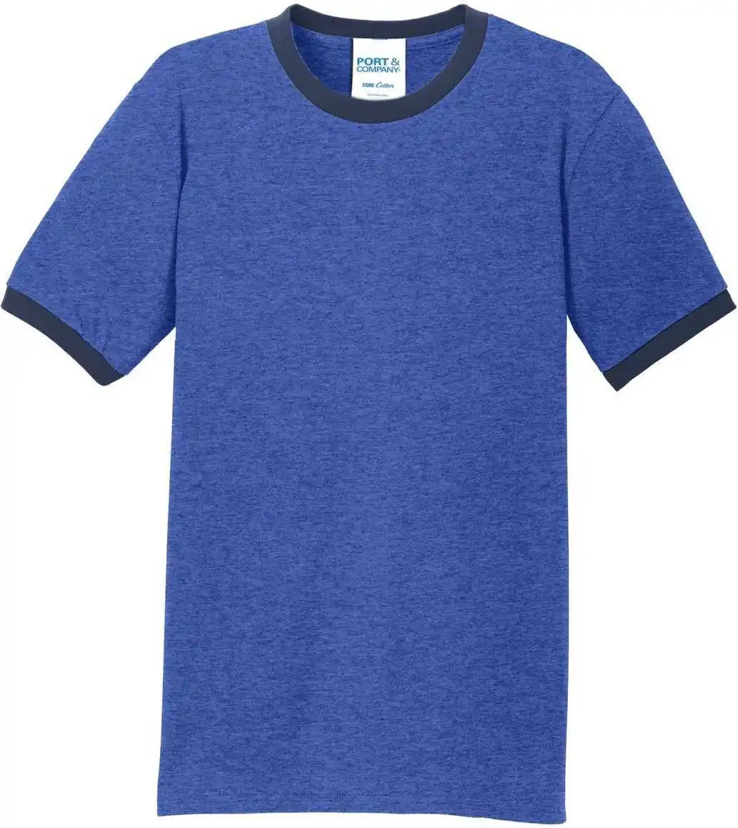 Port &amp; Company Pc54r Core Cotton Ringer Tee Heather Royal Navy