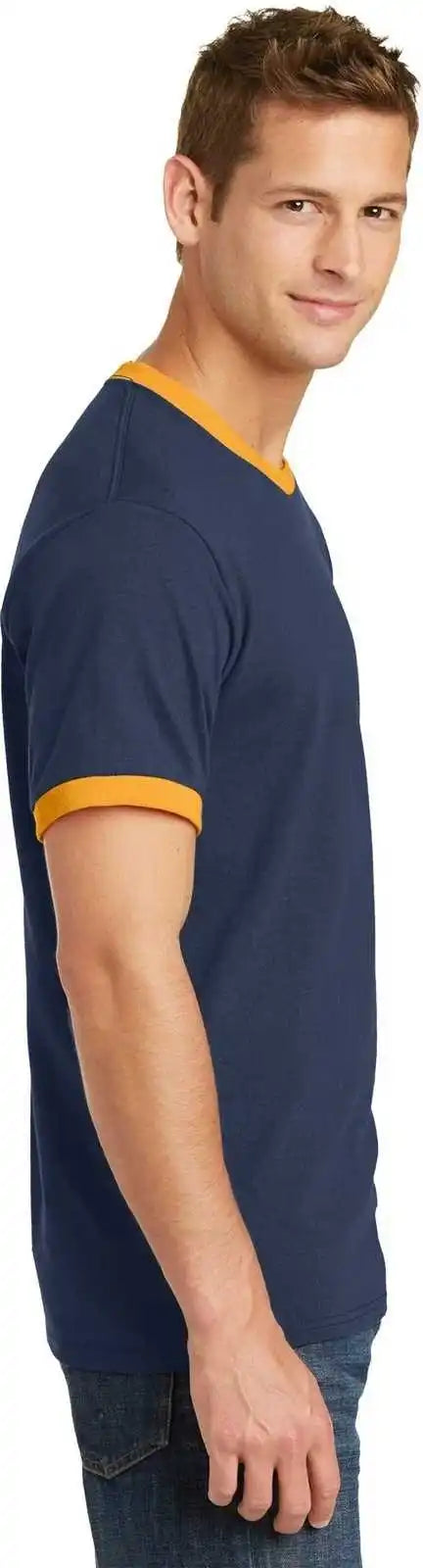 Port &amp; Company Pc54r Core Cotton Ringer Tee Navy Gold