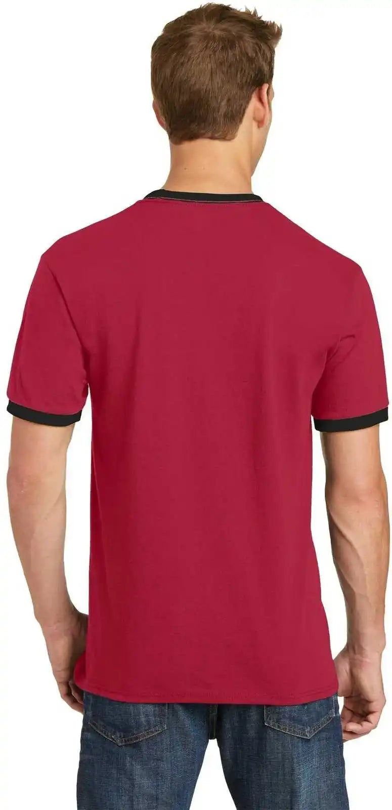 Port & Company Pc54r Core Cotton Ringer Tee Red Jet Black
