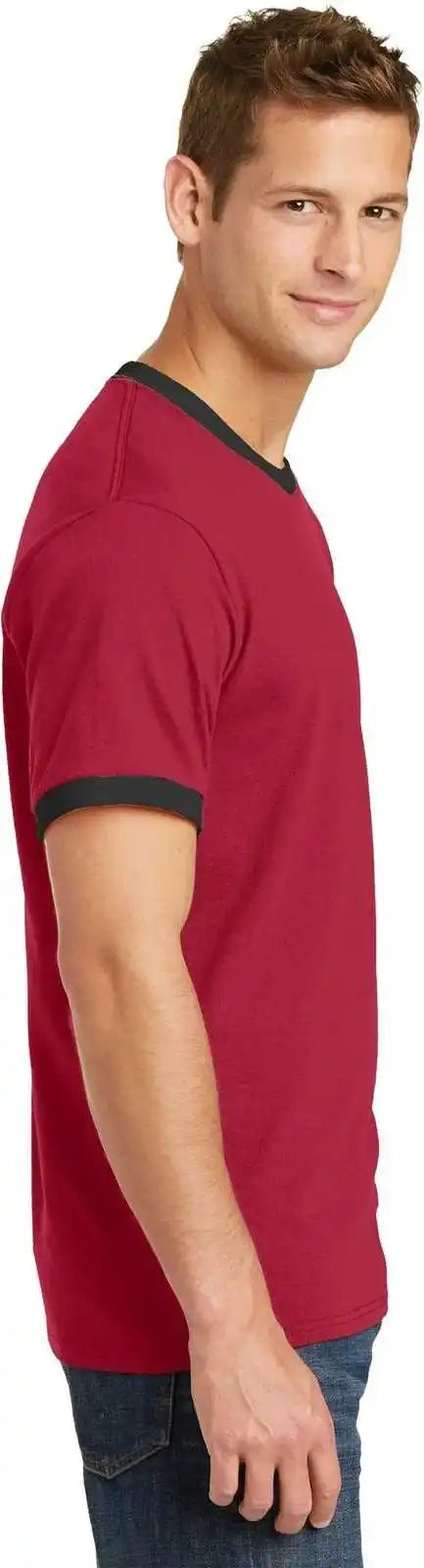 Port & Company Pc54r Core Cotton Ringer Tee Red Jet Black