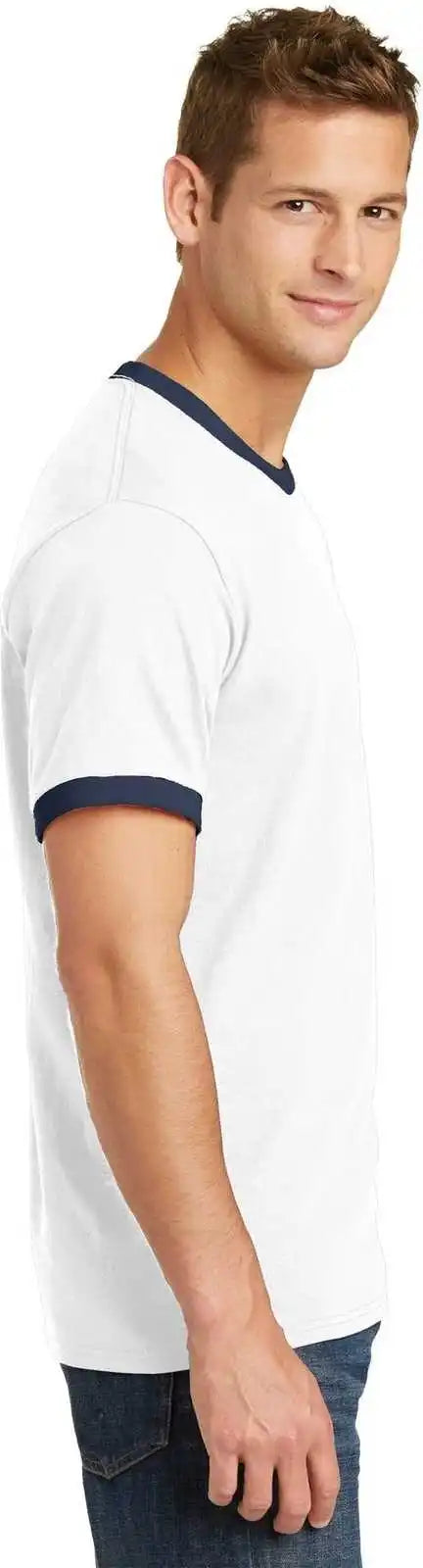 Port &amp; Company Pc54r Core Cotton Ringer Tee White Navy