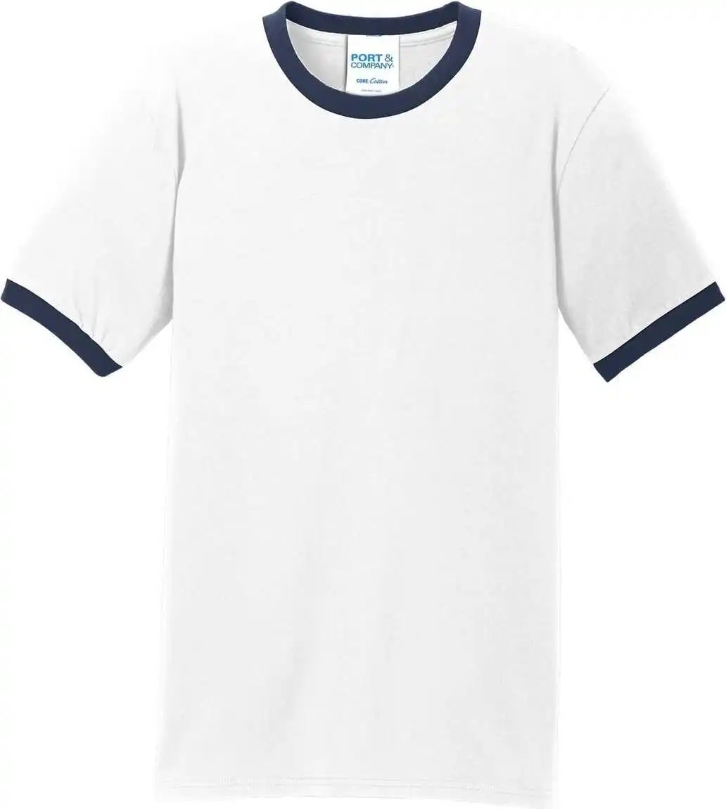 Port &amp; Company Pc54r Core Cotton Ringer Tee White Navy