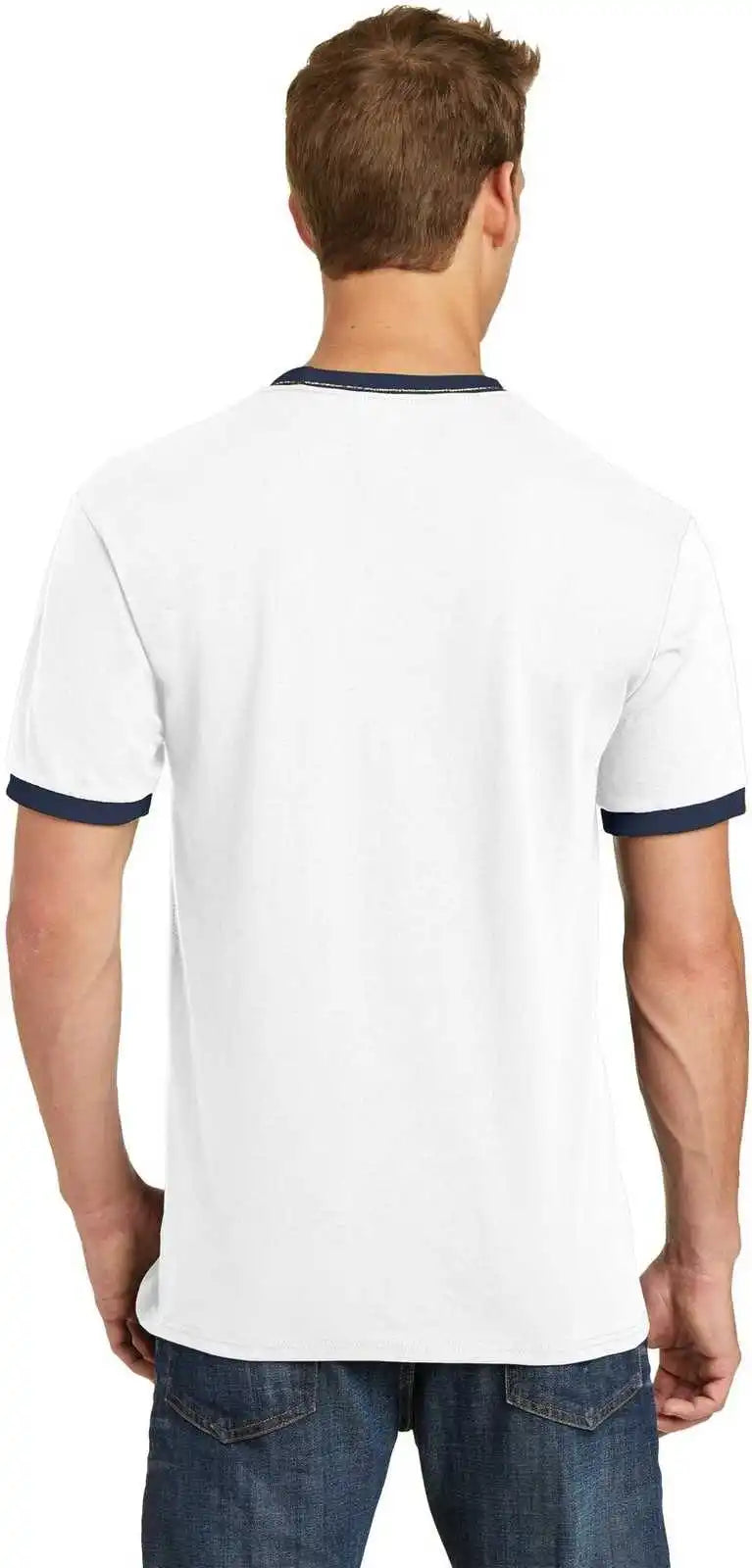 Port & Company Pc54r Core Cotton Ringer Tee - White Navy