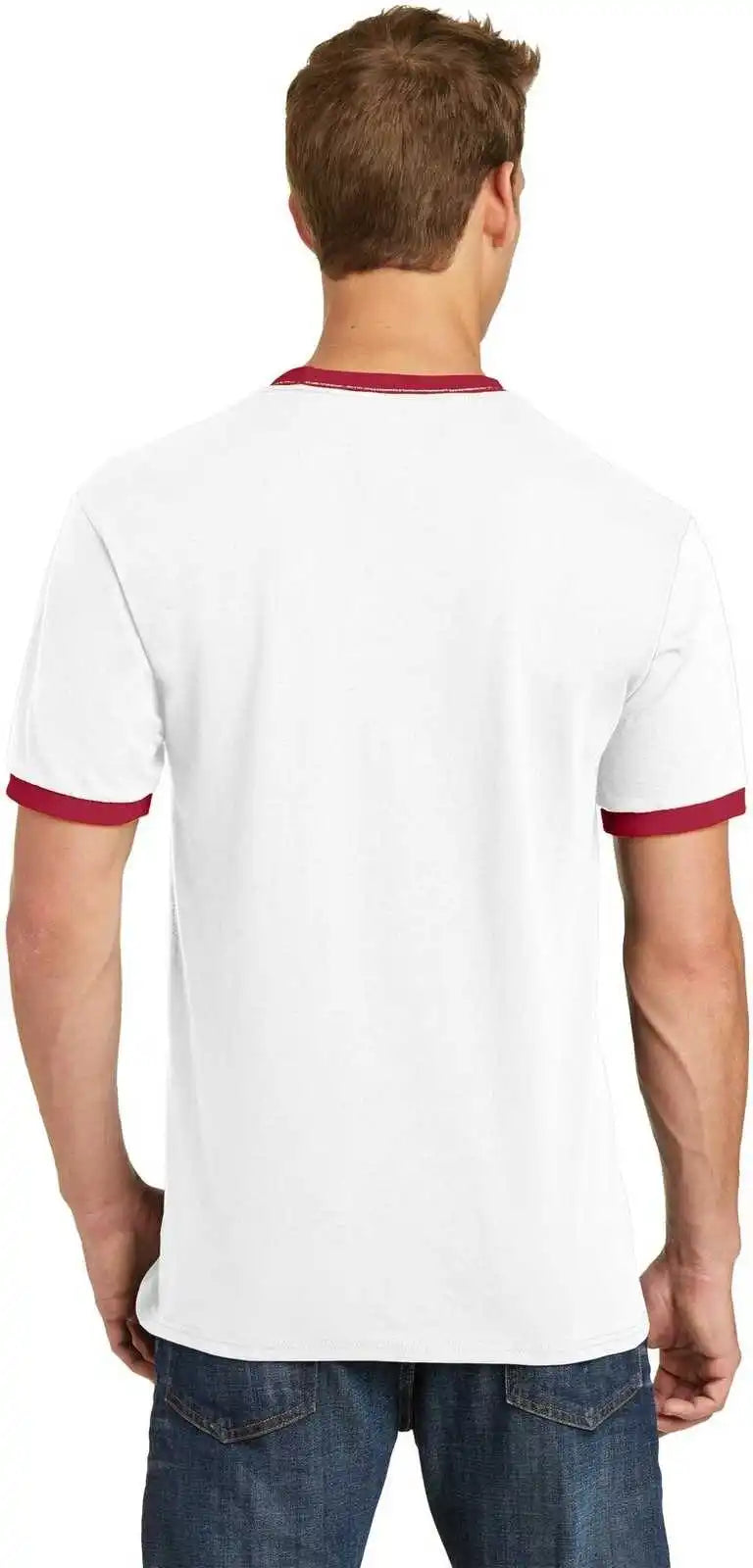 Port & Company Pc54r Core Cotton Ringer Tee - White Red