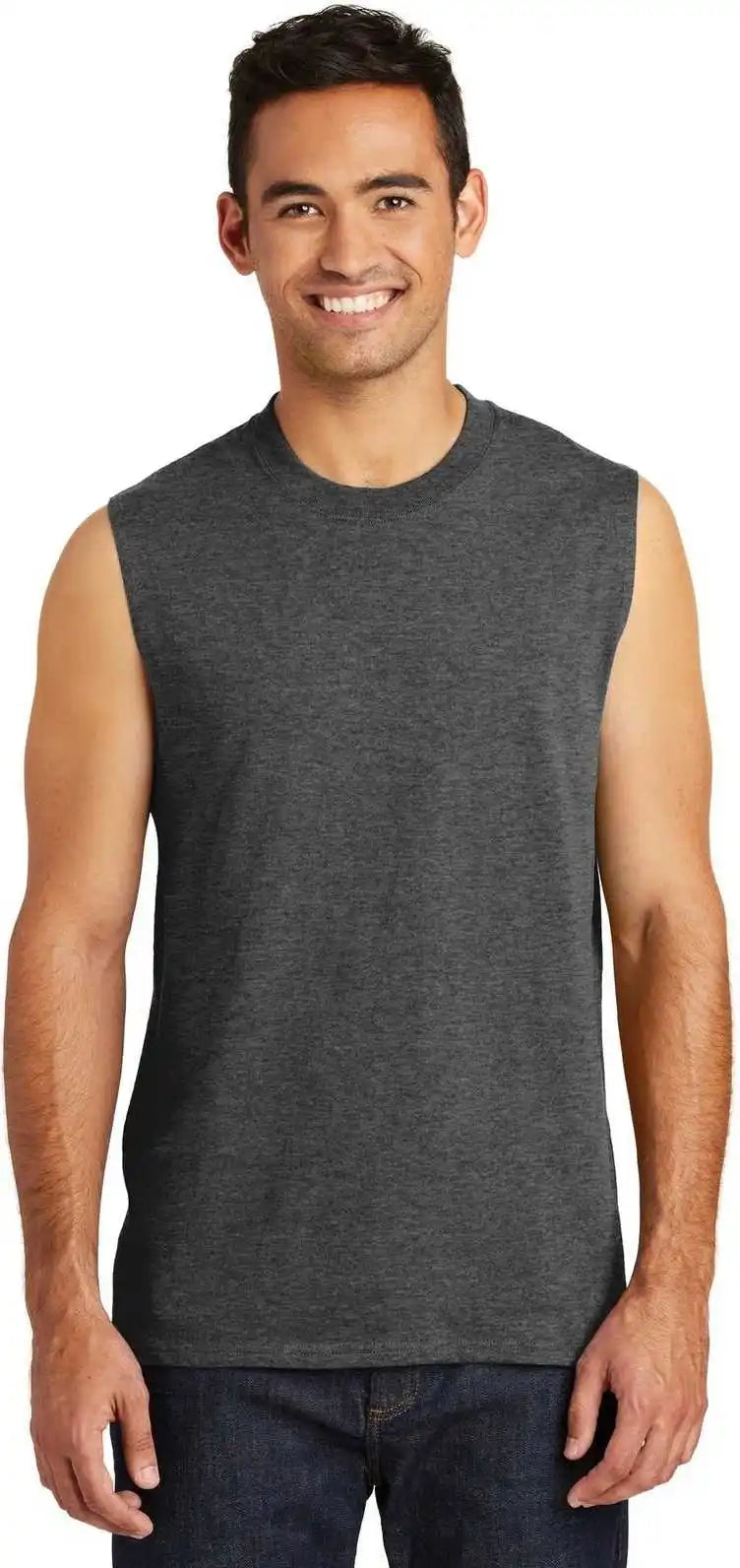 Port & Company Pc54sl Core Cotton Sleeveless Tee Dark Heather Gray