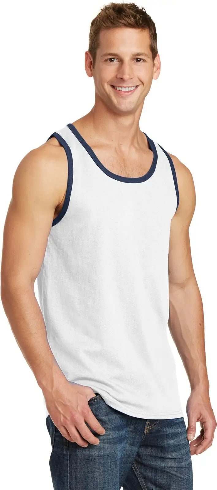 Port & Company Pc54tt co Core Cotton Tank Top - White Navy