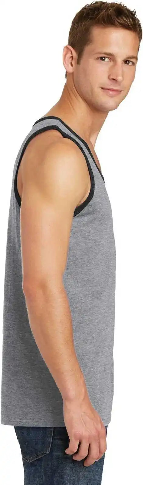 Port &amp; Company Pc54tt Core Cotton Tank Top Athletic Heather Jet Black