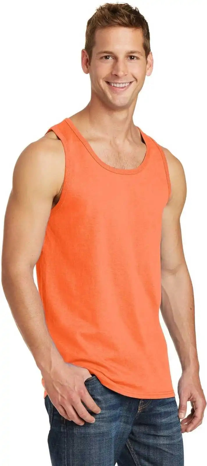 Port &amp; Company Pc54tt Core Cotton Tank Top Neon Orange