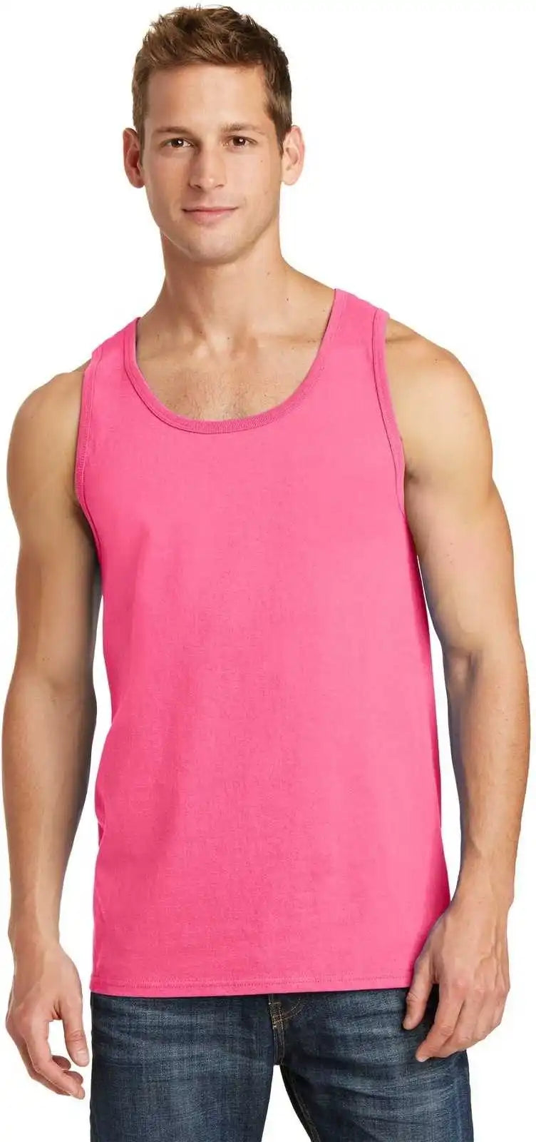 Port &amp; Company Pc54tt Core Cotton Tank Top Neon Pink