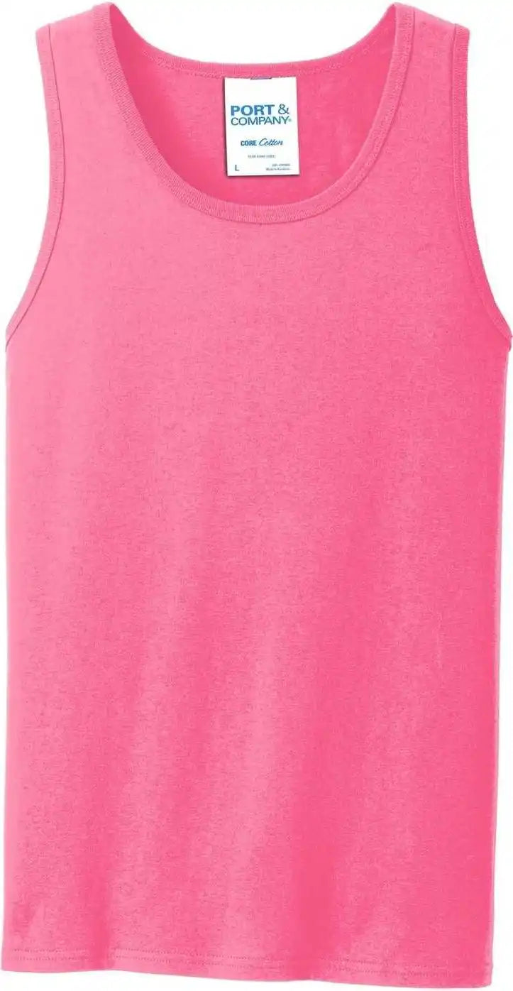 Port &amp; Company Pc54tt Core Cotton Tank Top Neon Pink