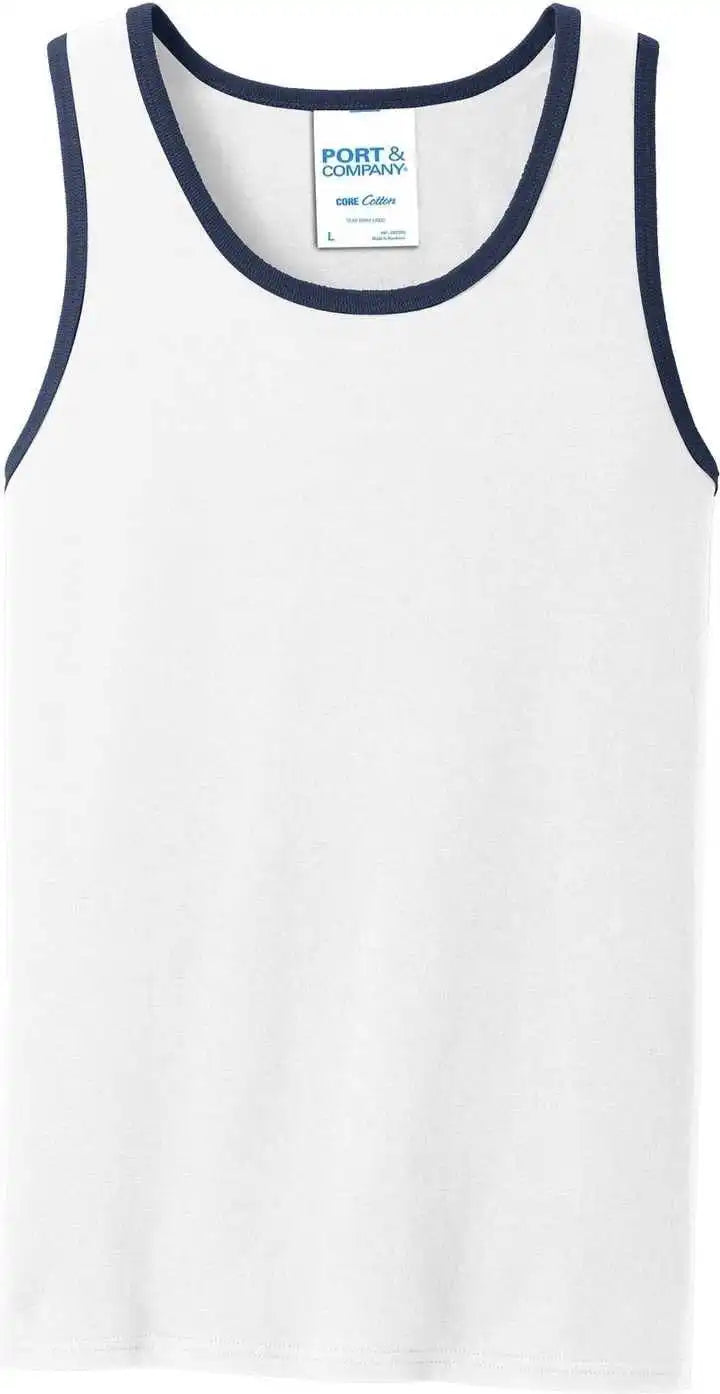 Port &amp; Company Pc54tt Core Cotton Tank Top White Navy