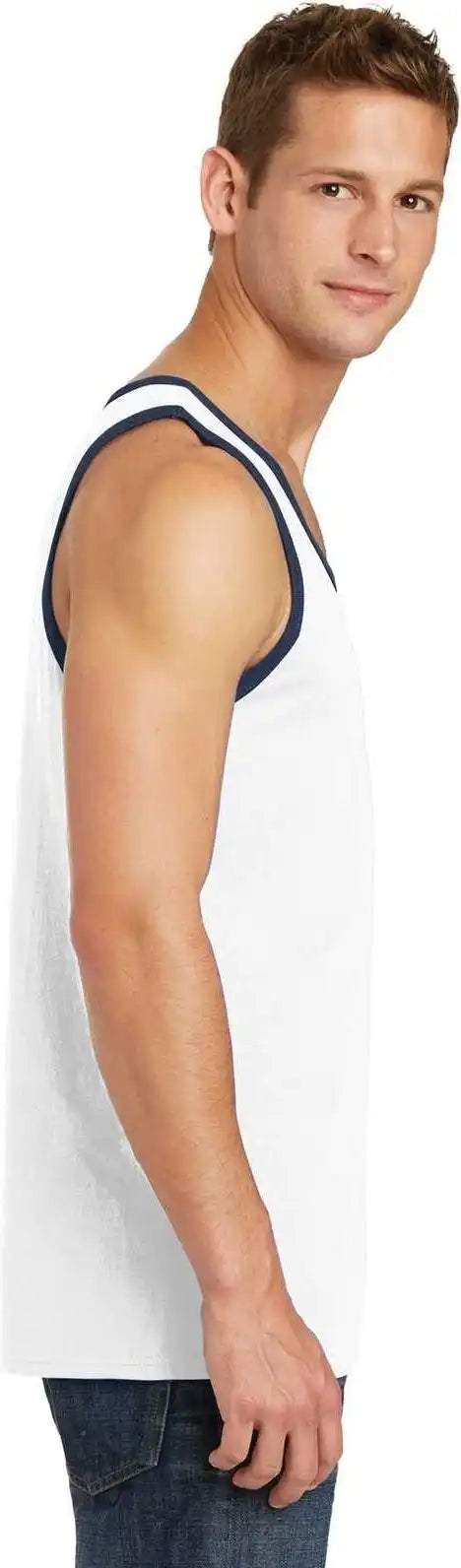 Port &amp; Company Pc54tt Core Cotton Tank Top White Navy