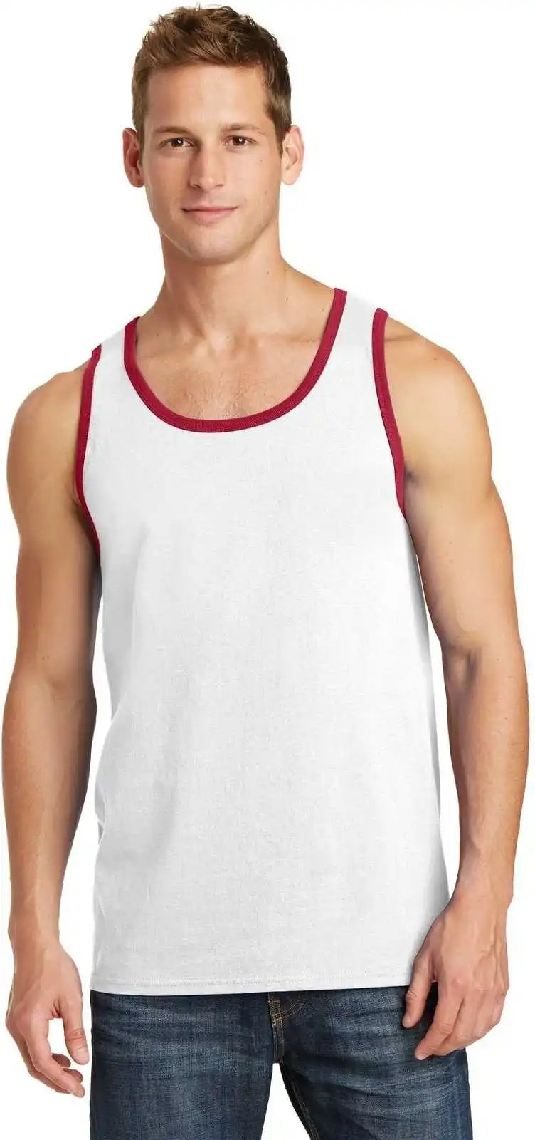 Port & Company Pc54tt Core Cotton Tank Top - White Red
