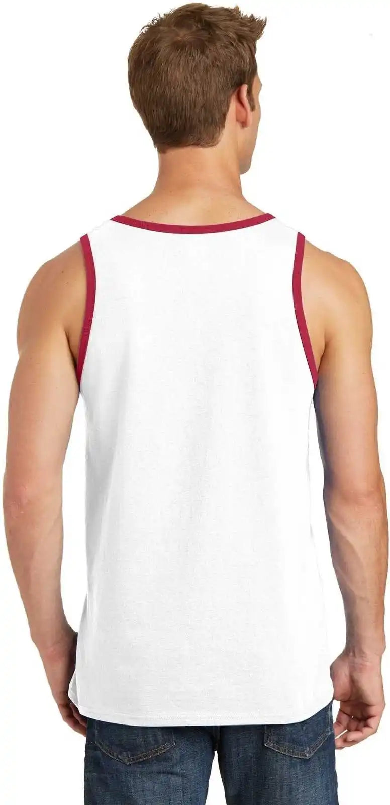 Port & Company Pc54tt Core Cotton Tank Top - White Red