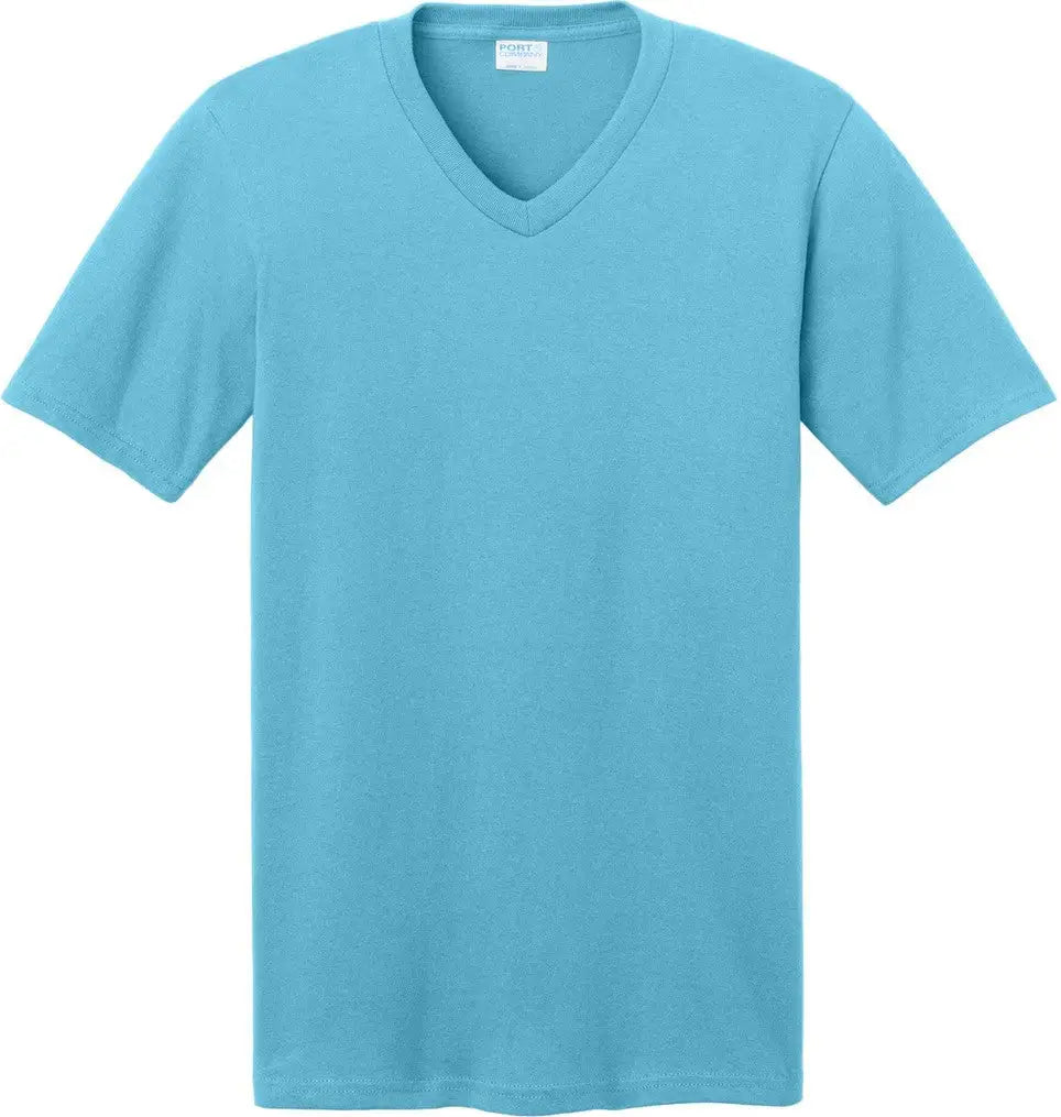 Port & Company Pc54v co Core Cotton V-neck Tee - Aquatic Blue