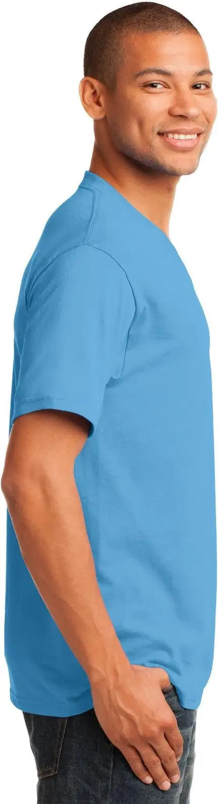 Port & Company Pc54v co Core Cotton V-neck Tee - Aquatic Blue
