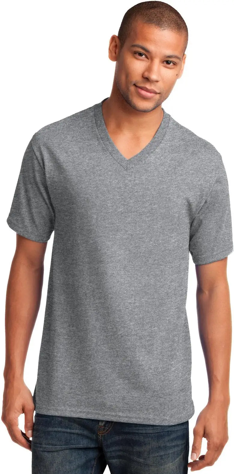 Port & Company Pc54v co Core Cotton V-neck Tee - Athletic Heather - Adult s