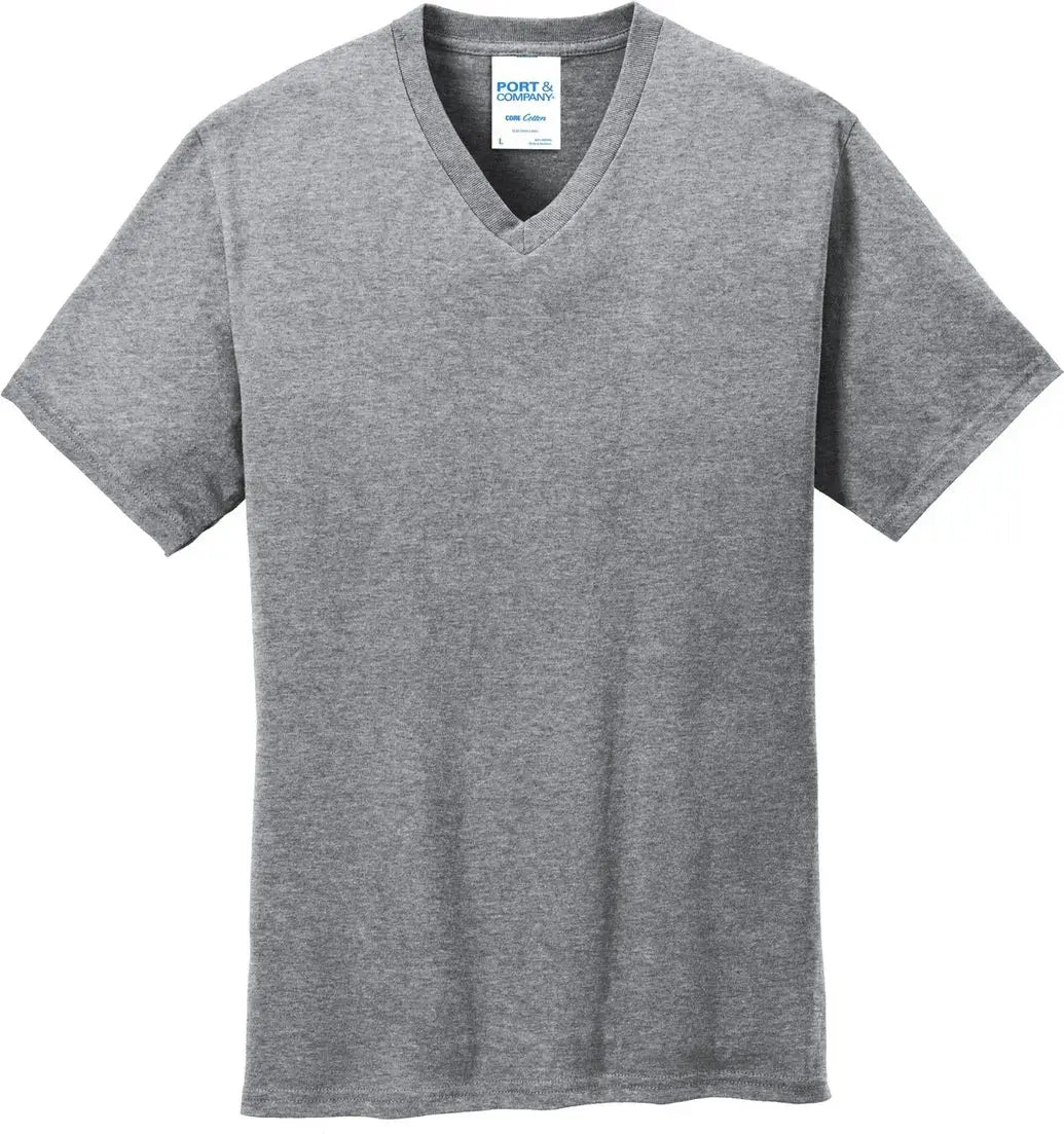 Port & Company Pc54v co Core Cotton V-neck Tee - Athletic Heather