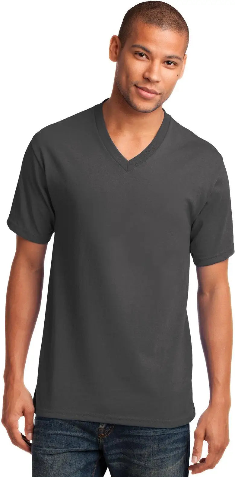 Port & Company Pc54v co Core Cotton V-neck Tee - Charcoal - Adult s