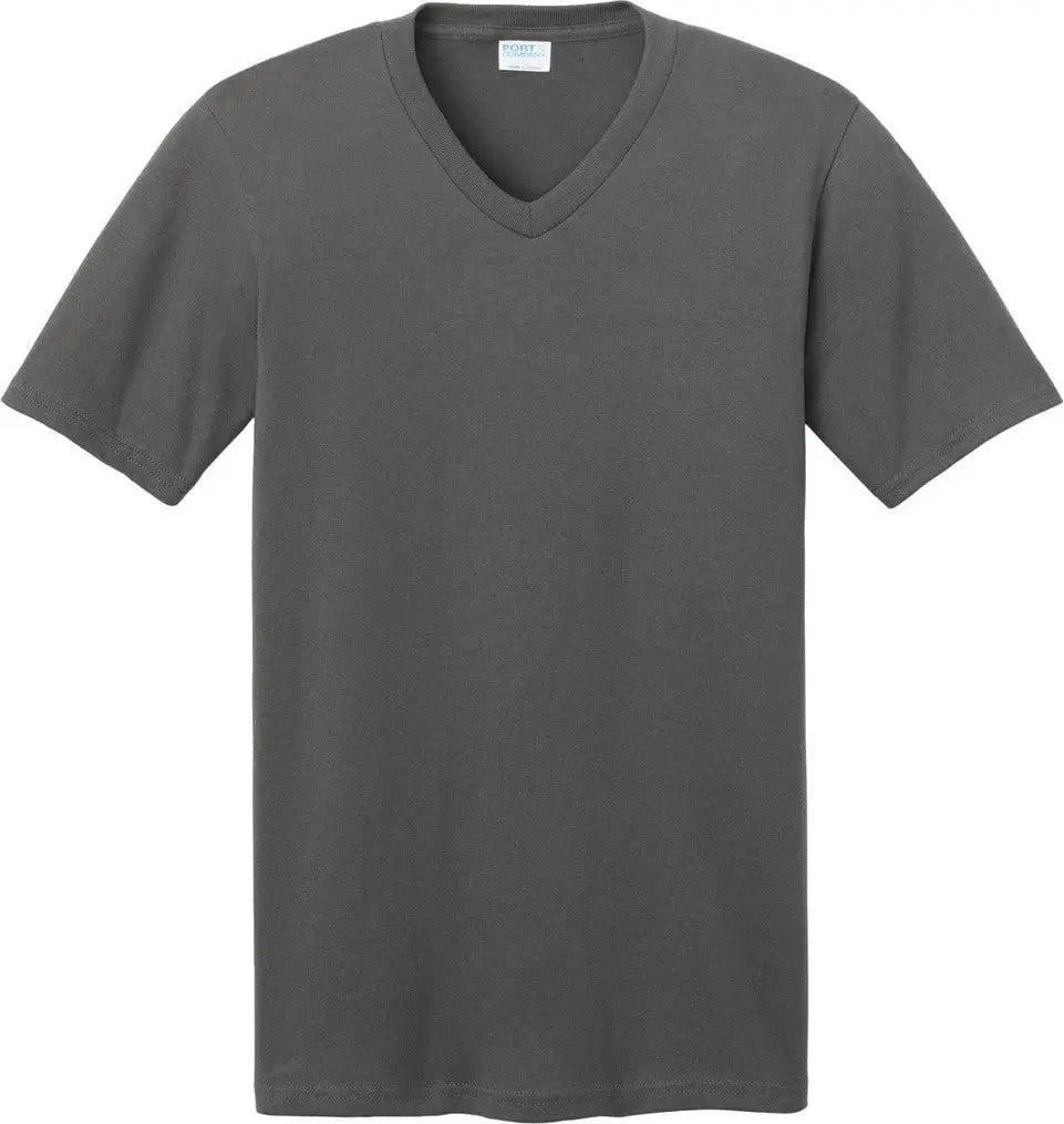 Port & Company Pc54v co Core Cotton V-neck Tee - Charcoal
