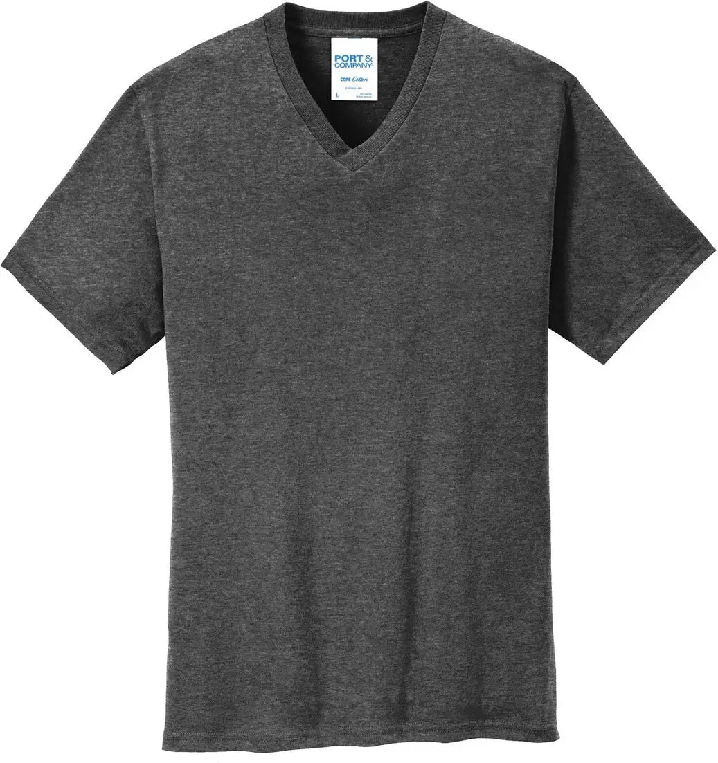 Port & Company Pc54v co Core Cotton V-neck Tee - Dark Heather Gray