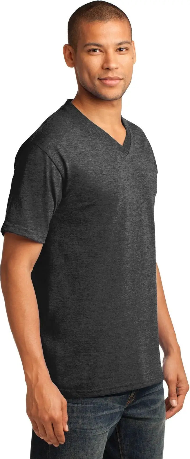 Port & Company Pc54v co Core Cotton V-neck Tee - Dark Heather Gray